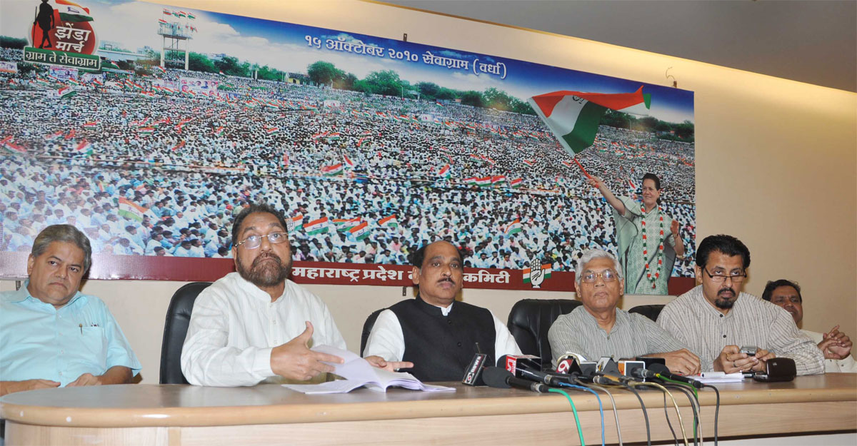 PRESS CONFERENCE MAHARASHTRA PRADESH CONGRESS PRESIDENT MANIKRAO THAKRE AT GANDHI BHAVAN.