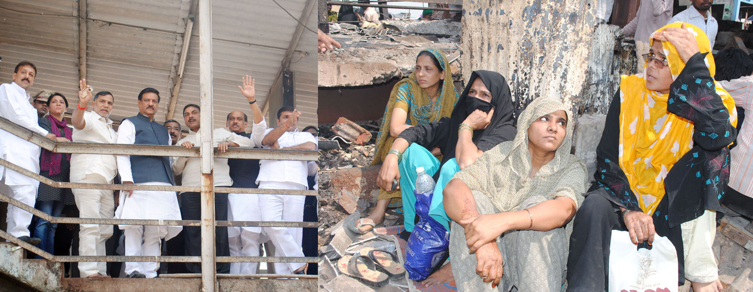 CHIEF MINISTER PRITHVIRAJ CHAVAN WITH HIS TEAM VISITED GARIBNAGAR BANDRA .