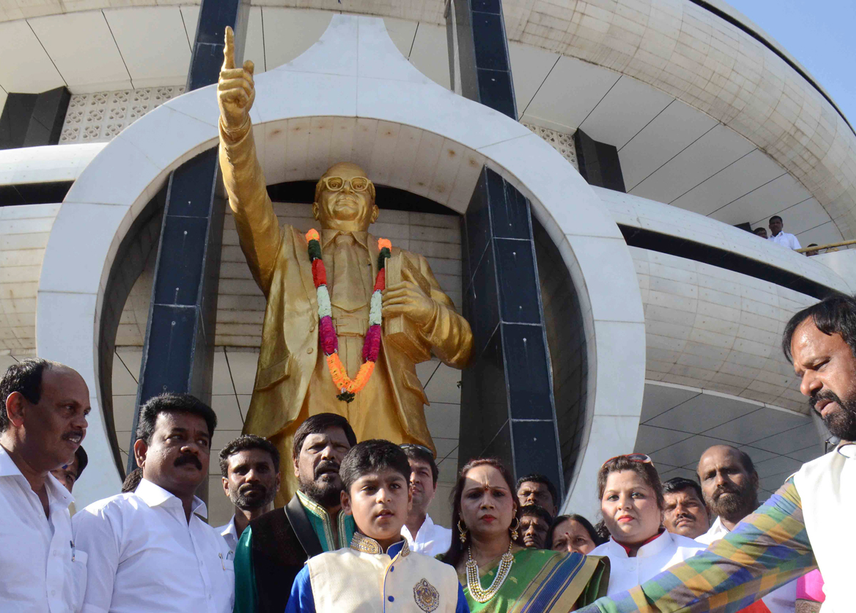 RPI Leader Ramdas Athawale at Mahu Gaon Birth Place of Dr. Babasaheb Ambedkar in Indore ( M.P.)