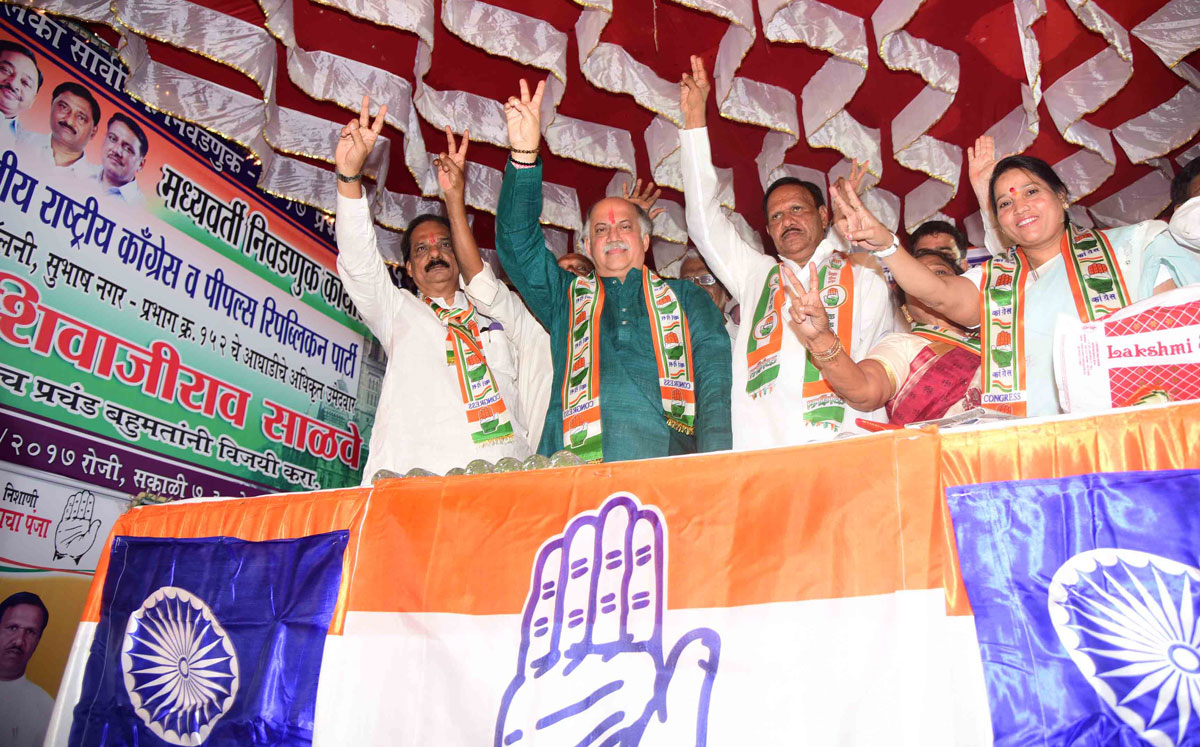 Congress Party Leader Gurudas Kamat during Election Campaign in Mumbai.