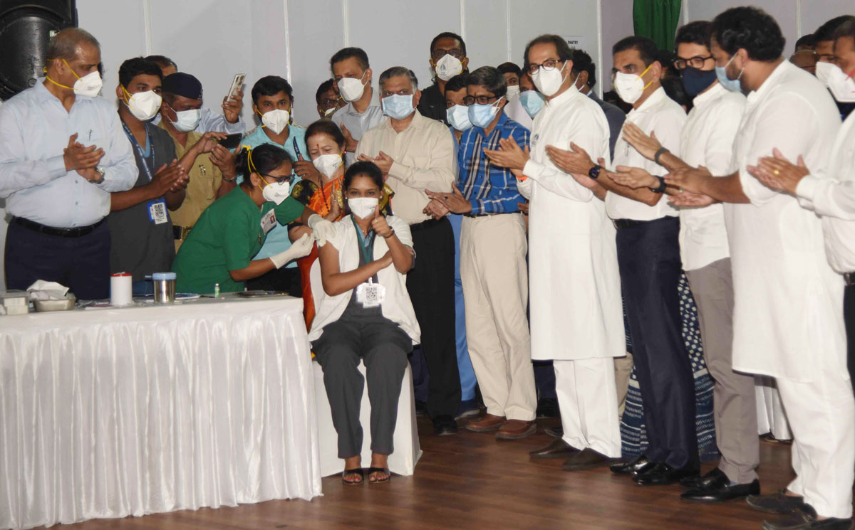 Chief Minister Uddhav Balasaheb Thackeray inaugurated the Kovid Vaccination Center at BKC today and launched the Vaccination Drive.