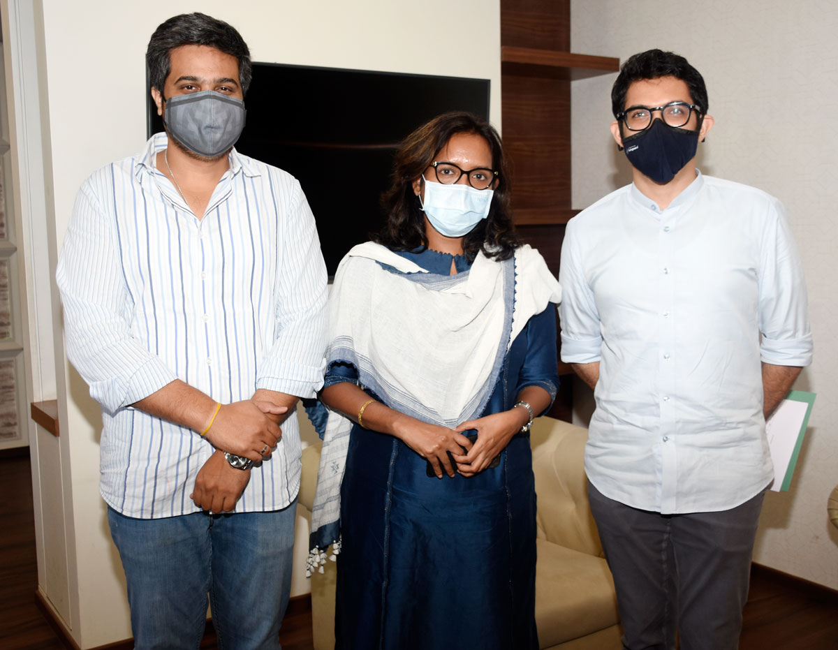 Minister Varshatai Gaikwad Minister Aditya Thackarey & MLA Rohit Pawar at Mantralaya.