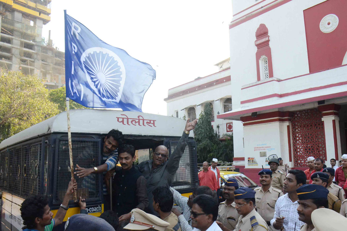 RPI Protest at Mumbai Central Railway Station.