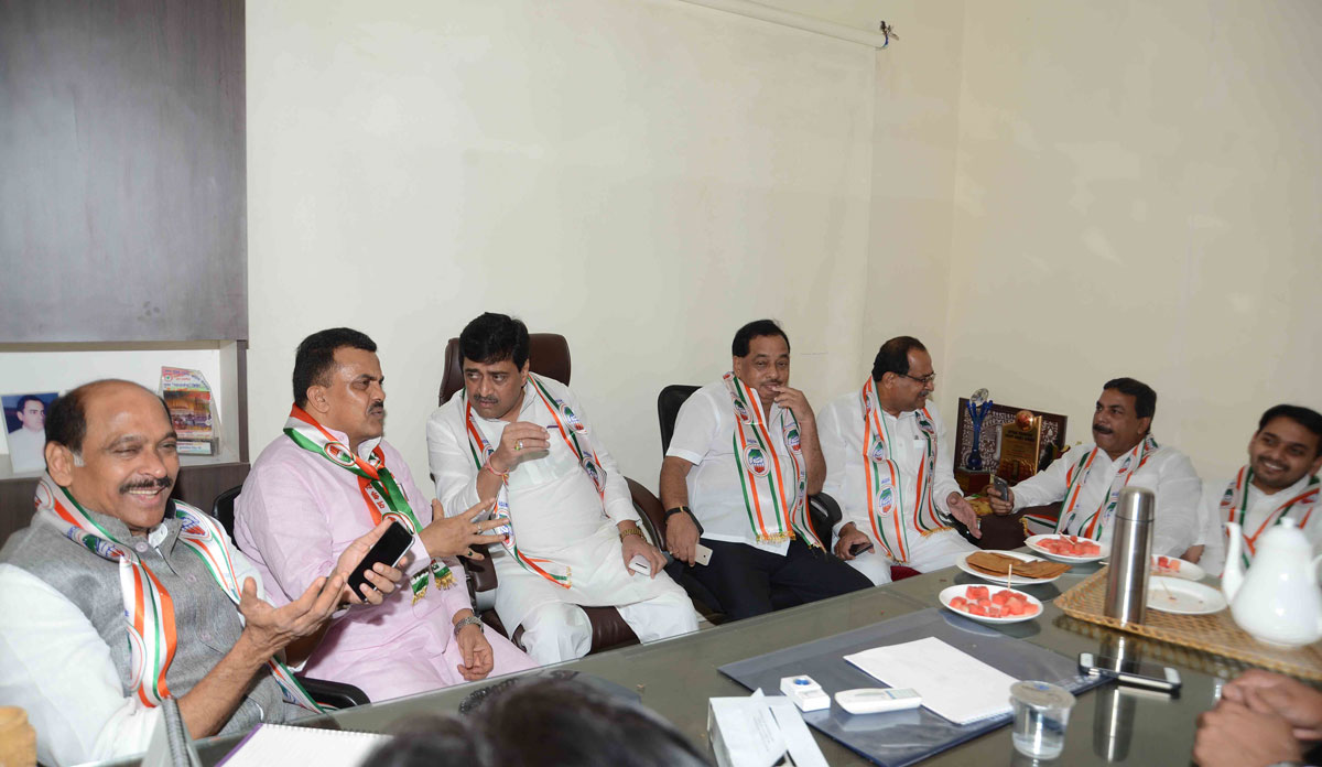 176-Bandra(E) Assembly Constituency Congress Candidate Narayanrao Rane File Nomination Form at Bandra Community Hall.