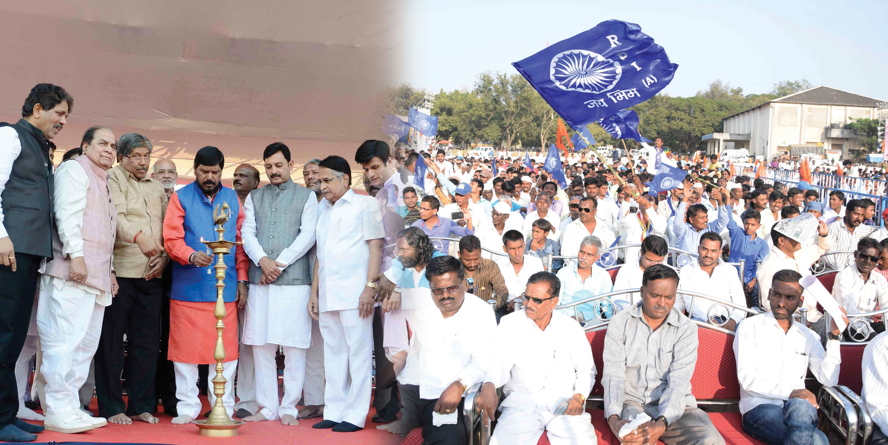 RPI National Leader Ramdas Athawale organised Maratha-Dalit Parishad in Kolhapur.