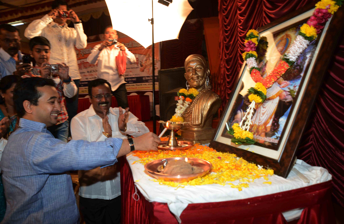 SWABHIMAAN SANGHATANA PRESIDENT NITESH NARAYAN RANE AT KALACHOWKY IN GET TOGETHER FUNCTION.