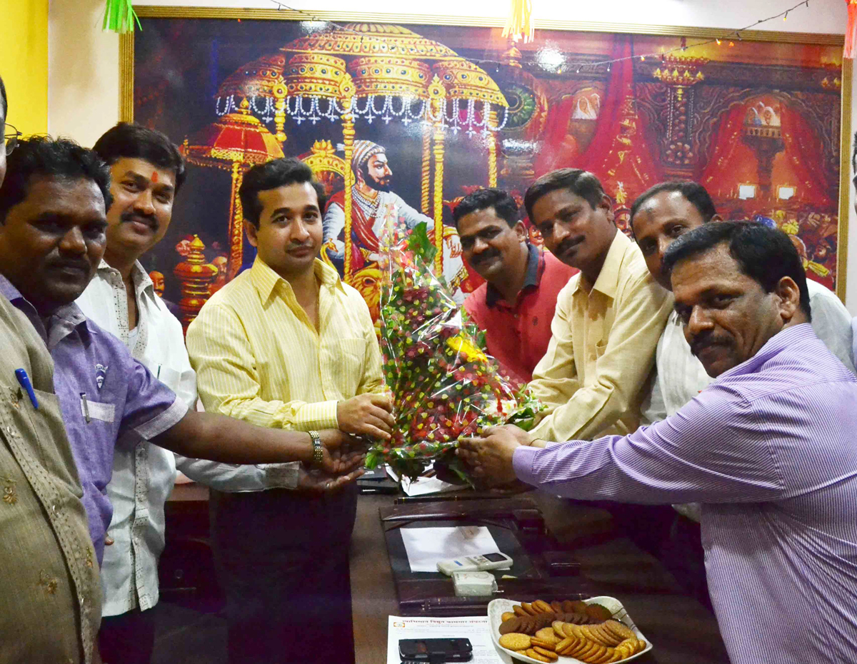 SWABHIMAAN SANGHTANA PRESIDENT NITESH RANE AT ST MAHAMANDAL OFFICE.