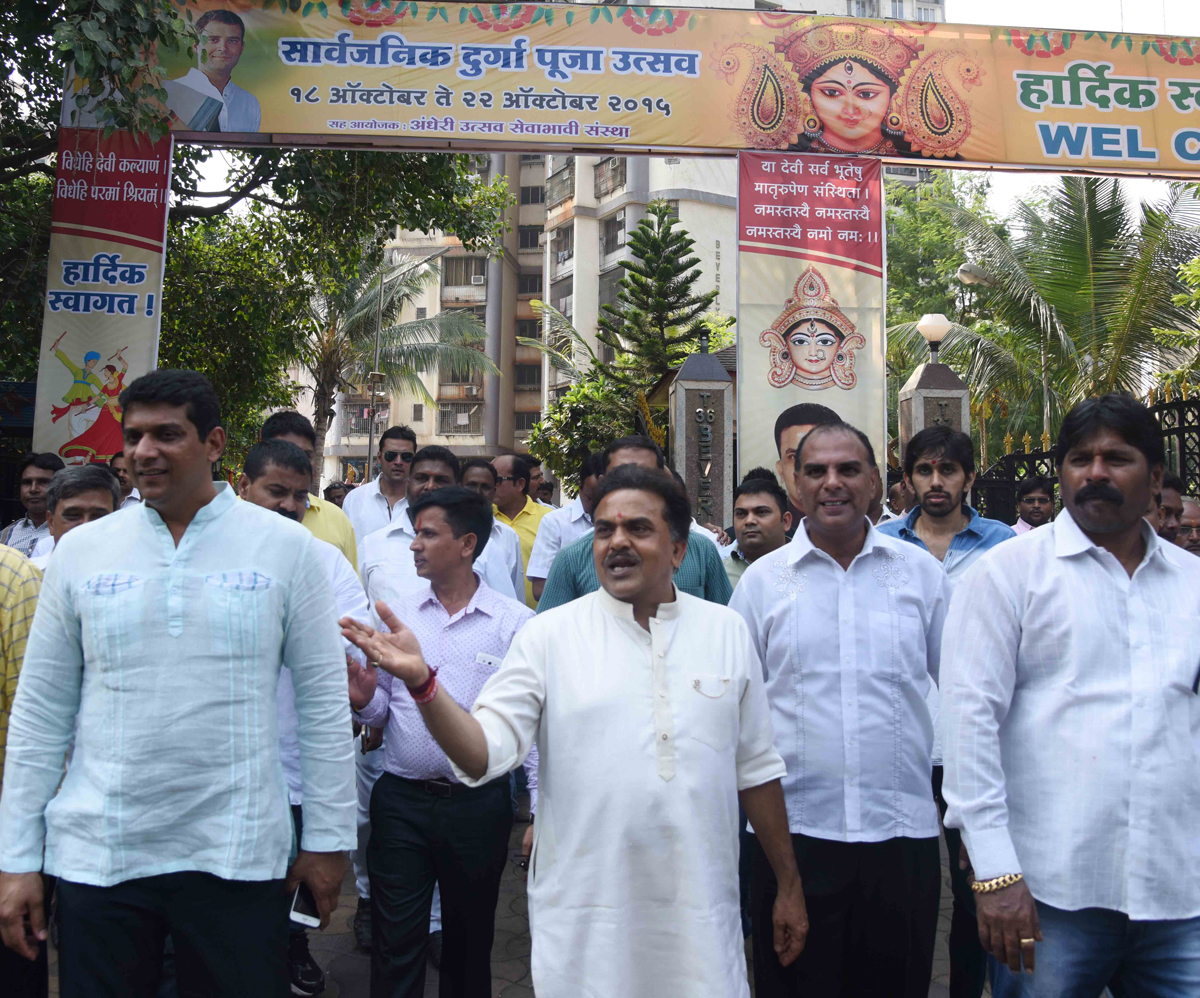 MRCC President Sanjay Nirupam during Ambe Mata Idol Immersion in Andheri Mumbai.
