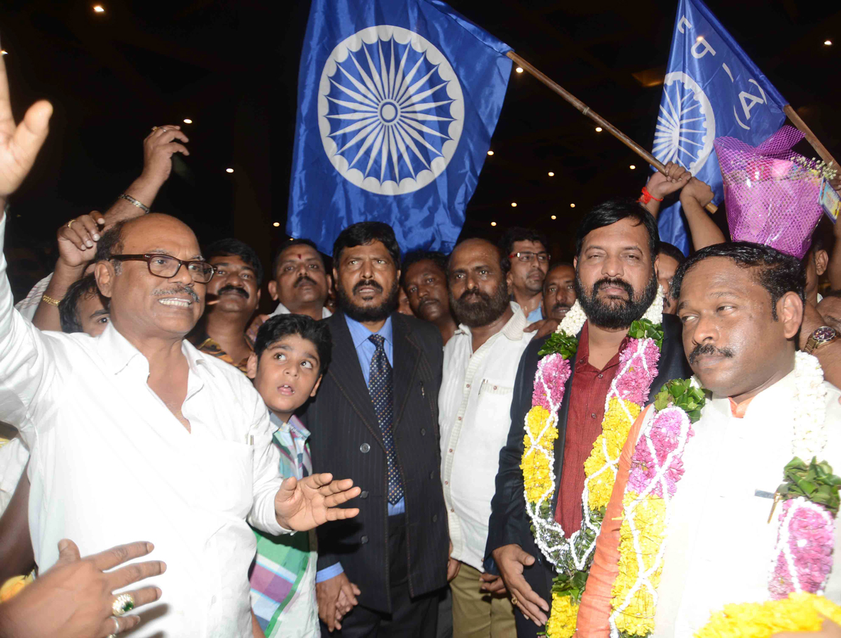 RPI Leader MP. Ramdas Athawale at T-2 Airport from Japan Tour.