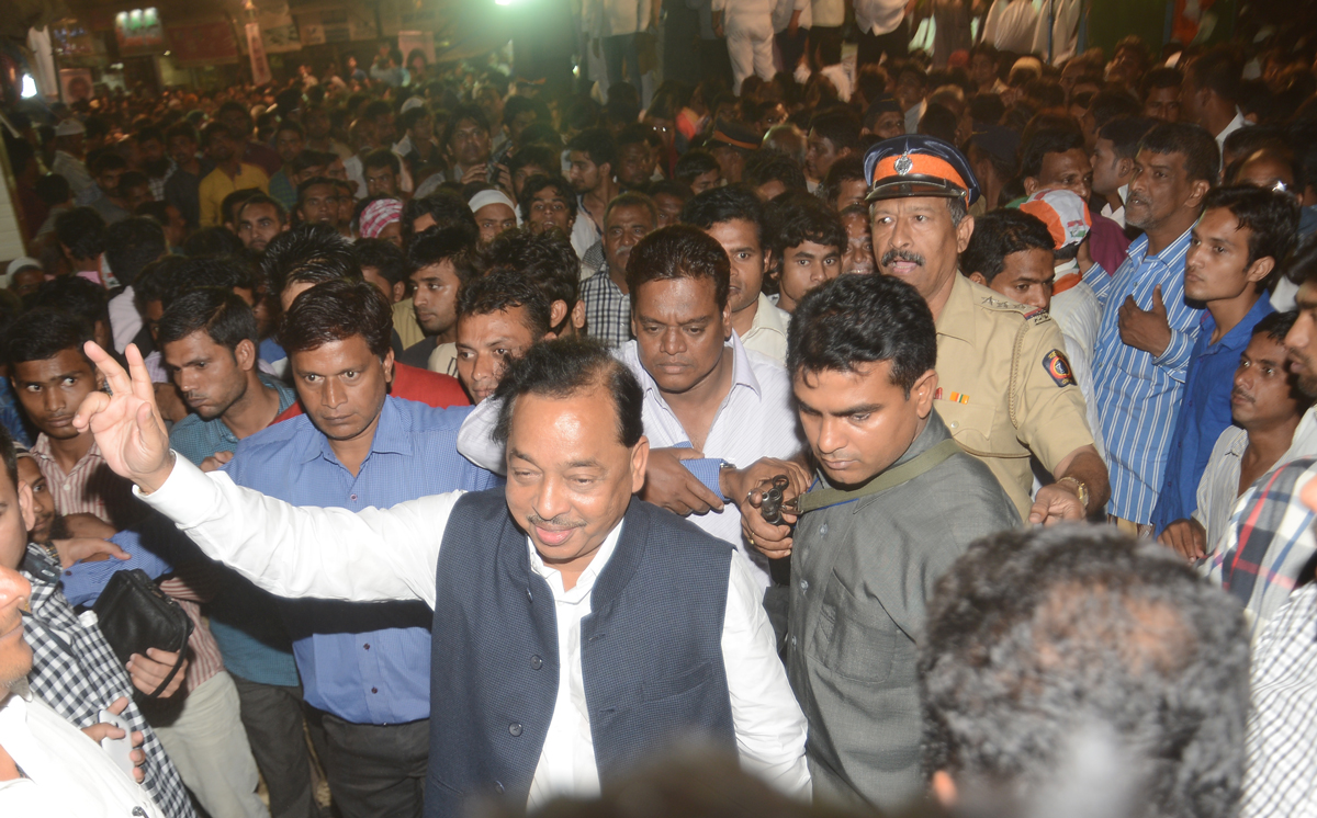 176-Bandra(E) Assembly Constituency Congress-NCP Candidate Narayanrao Rane at Govt.Colony Bandra during Campaign Rally.
