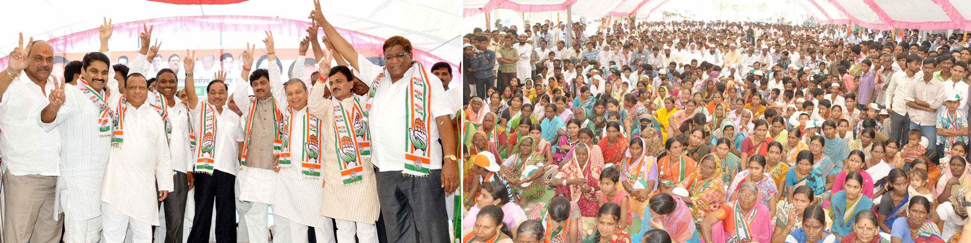 CONGRESS PARTY LEADER'S ELECTION CAMPAIGN ON OCCASION EX.CHIEF MINISTER OF MAHARASHTRA ASHOKRAO CHAVAN,MINISTER NARAYANRAO RANE AT NANDED.