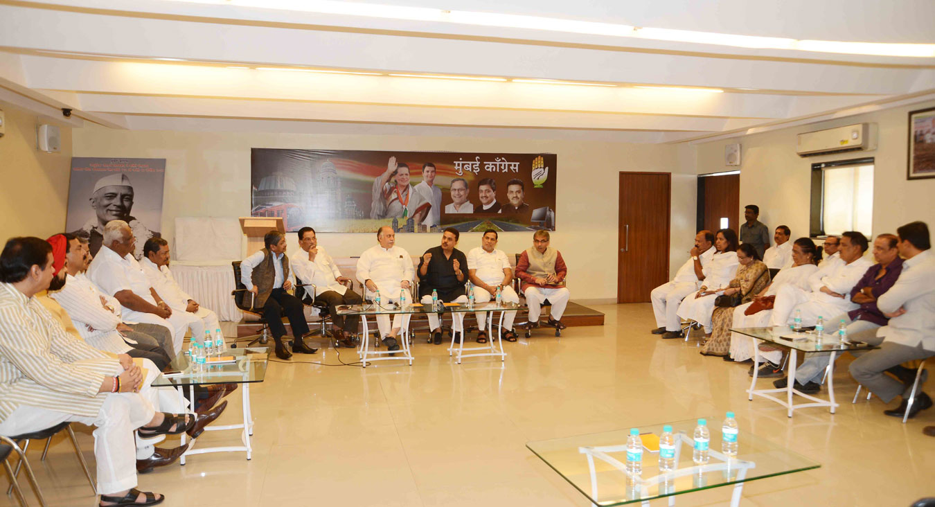 MRCC President Sanjay Nirupam & AICC Gen. Secretary Gurdas Kamat During Mumbai Congress Meeting At Rajiv Gandhi Bhavan Aazad Maidan.