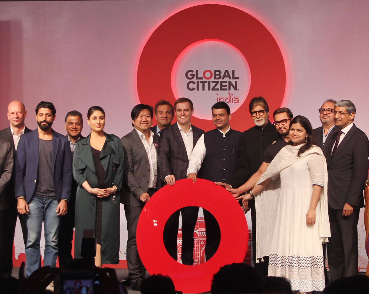 Chief Minister Of Maharashtra Devendra Fadnavis launched Global Citizen India Abhiyaan in Chief Presence of Super Star Big B Amitabh Bachchan & MP Poonam Mahajan-Rao at Hotel Taj Land End Bandra.