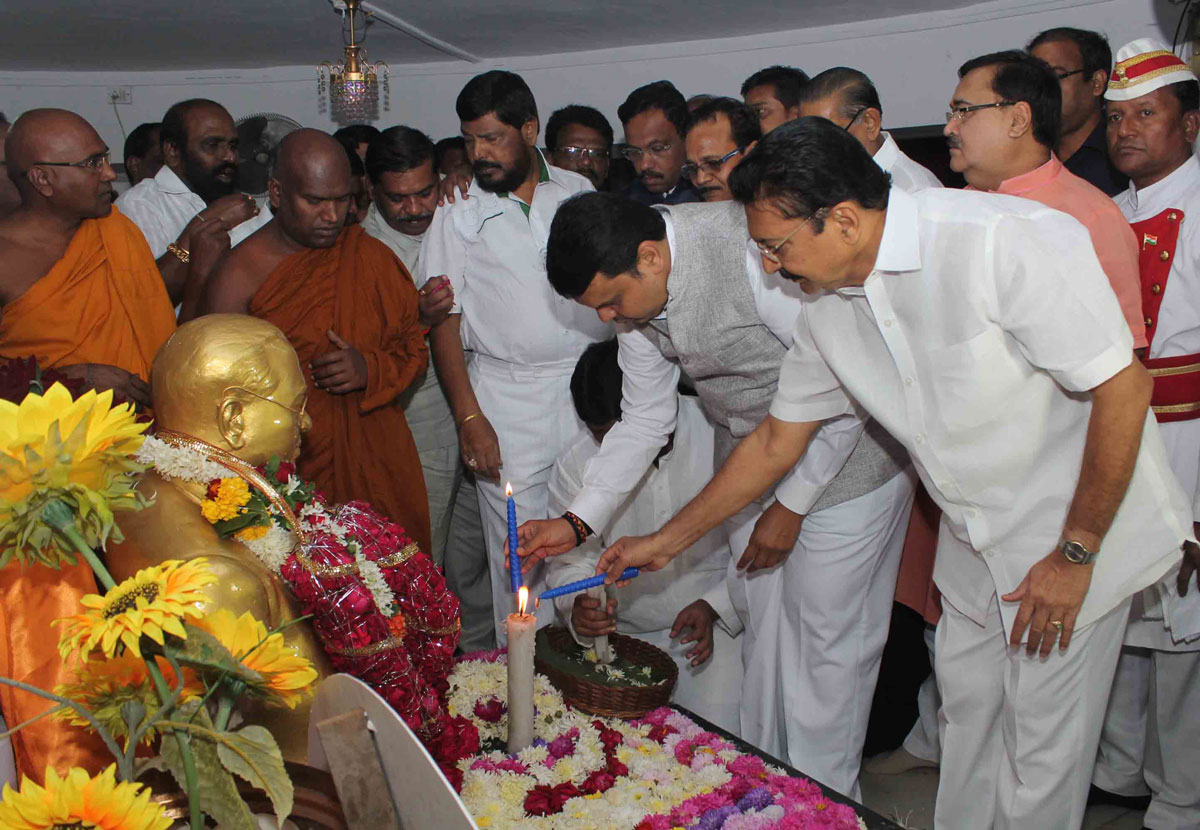 Tribute to Bharat Ratna Dr.Babasaheb Ambedkar on his Mahaparinirvan Din at Chaitya Bhoomi Dadar in Mumbai.
