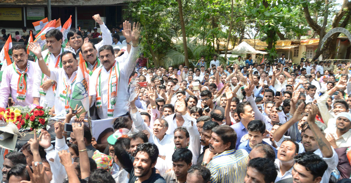 176-Bandra(E) Assembly Constituency Congress Candidate Narayanrao Rane File Nomination Form at Bandra Community Hall.