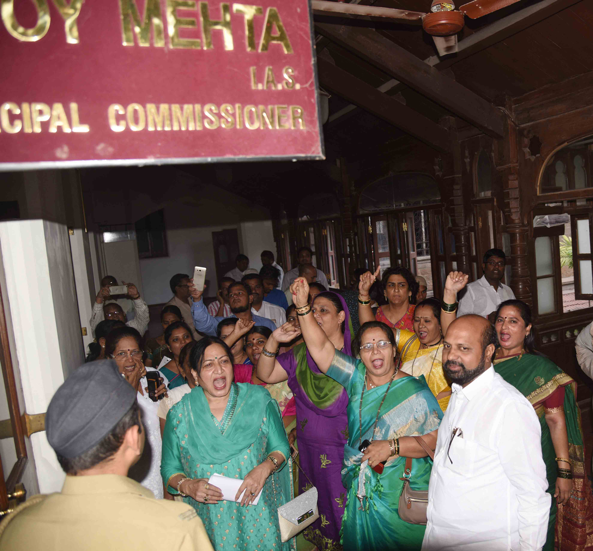 Congress Party Corporators Protest at BMC Head Office Azad Maidan Mumbai.