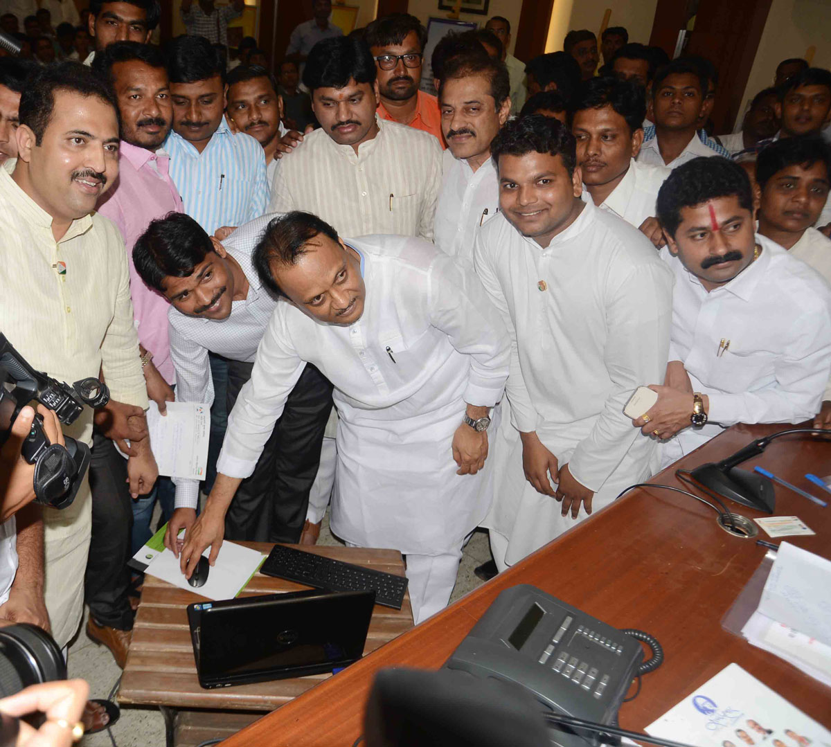 Launch of NCP Youth Congress Website by NCP Leader Ajit Pawar at NCP Bhavan.
