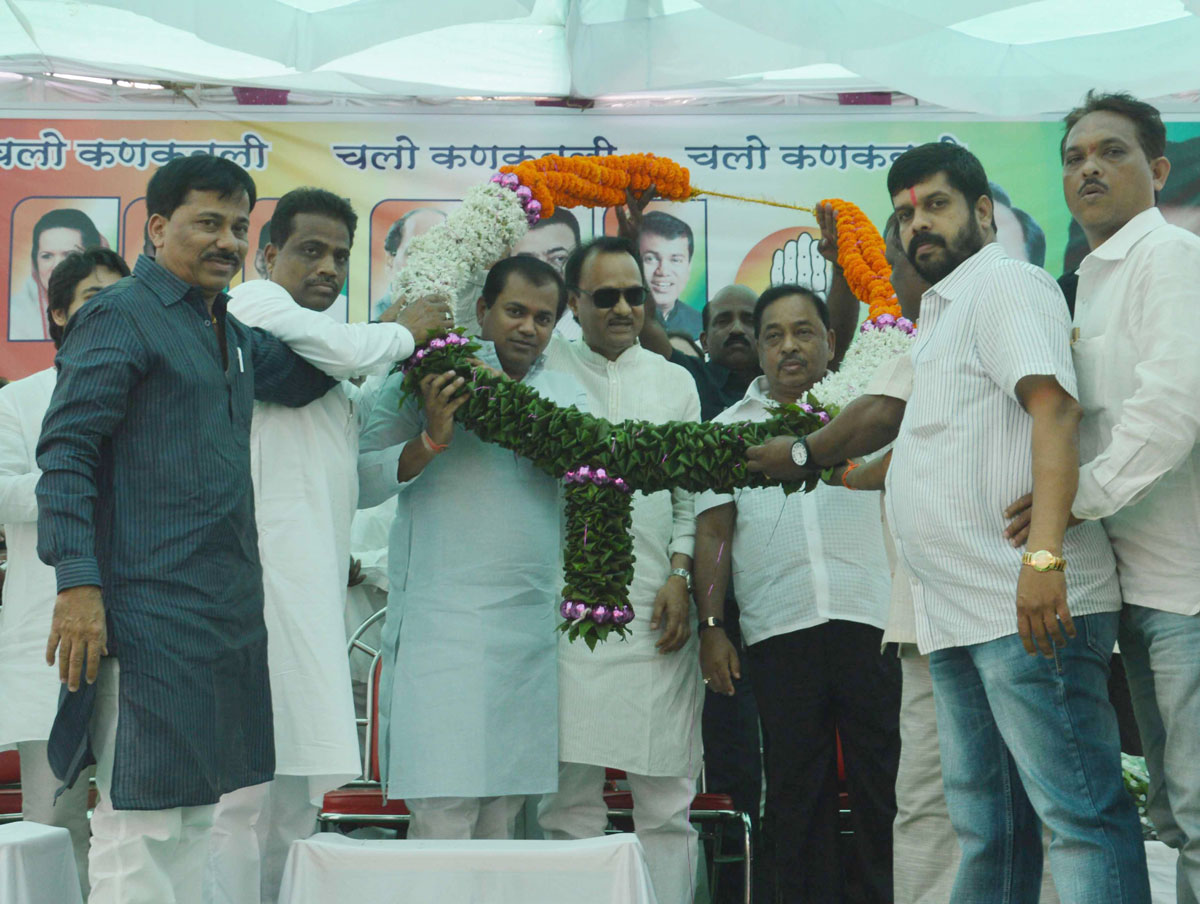 Dy.Chief Minister Ajit Pawar & Kokan Guardian Minister Narayanrao Rane during Election Campaign Rally on MP.Candidate Nilesh Rane at Kankavli.