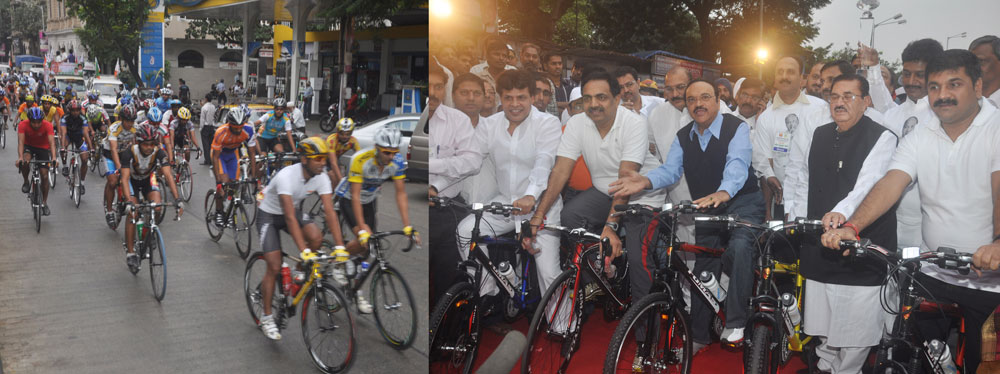MUMBAI-PUNE CYCLE RACE ON 70TH BIRTHDAY OF NCP. PRESIDENT & CENTRAL MINISTER SHARADCHANDRAJI PAWAR.