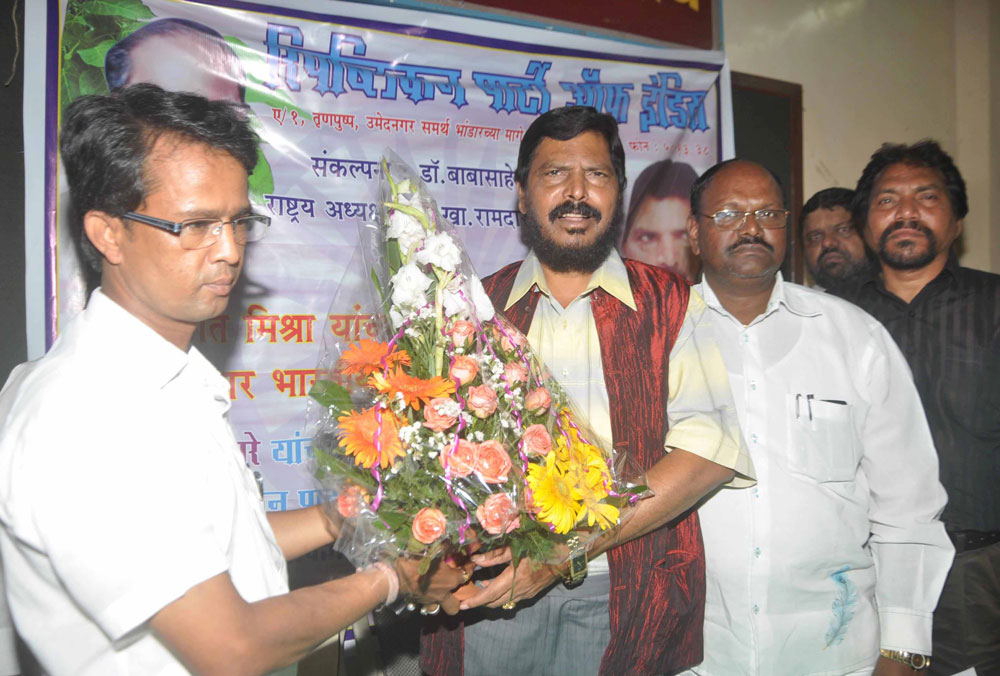 RPI. LEADER EX.MP. RAMDASJI ATHAVLE AT MUMBAI MARATHI PATRAKAR SANGH.