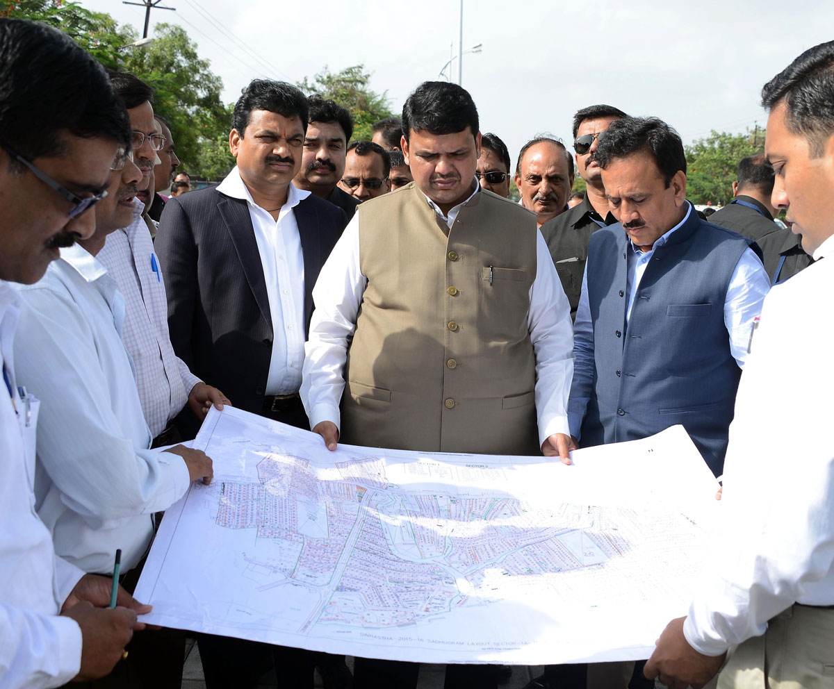 Chief Minister Devendra Fadnavis on Nashik Survey visit before Nashik Kumbha Mela-2015.
