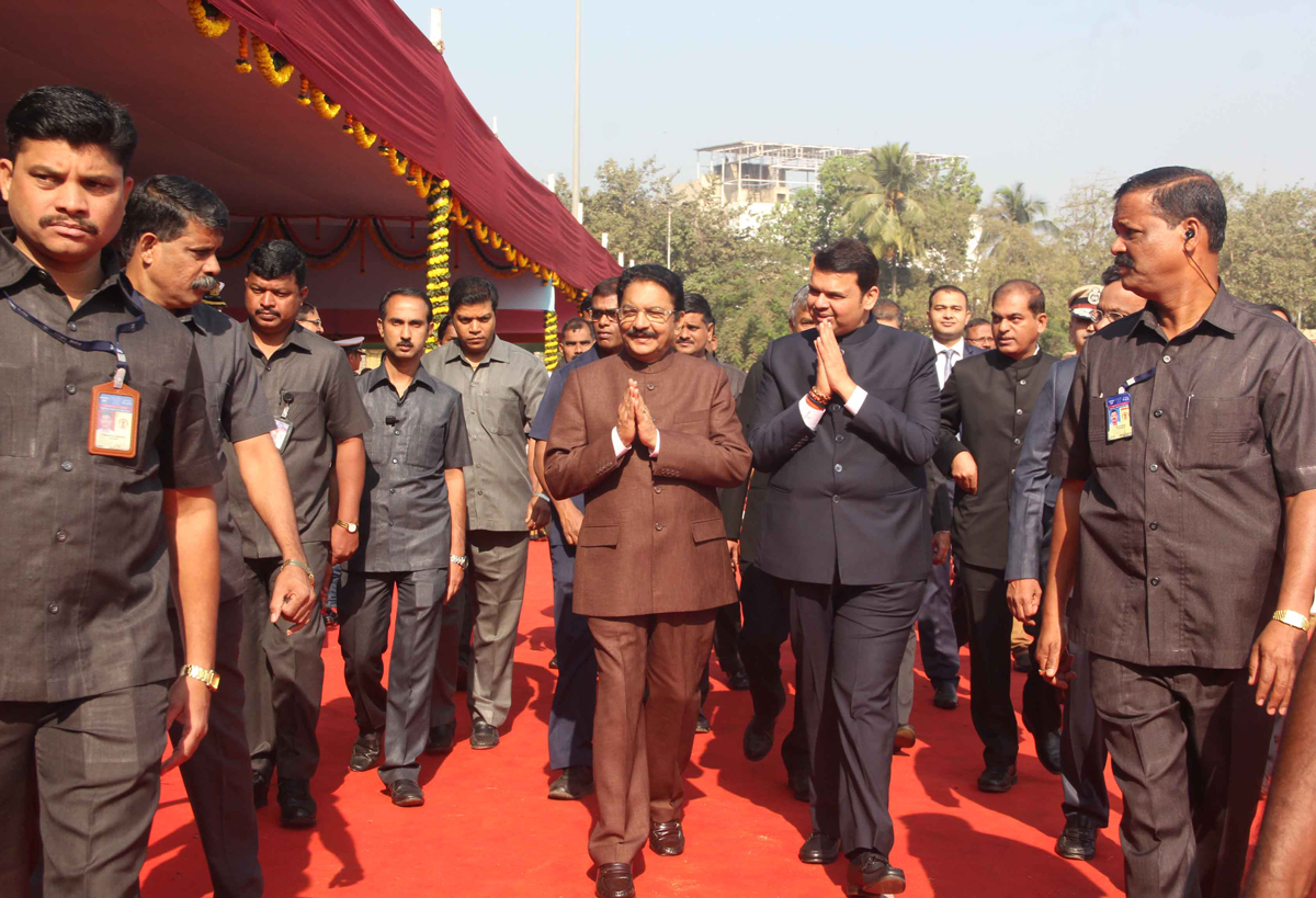 Governor Shri C. Vidyasagar Rao, CM Devendra Fadnavis at Flag hoisting Ceremony at Shivaji Park Dadar.