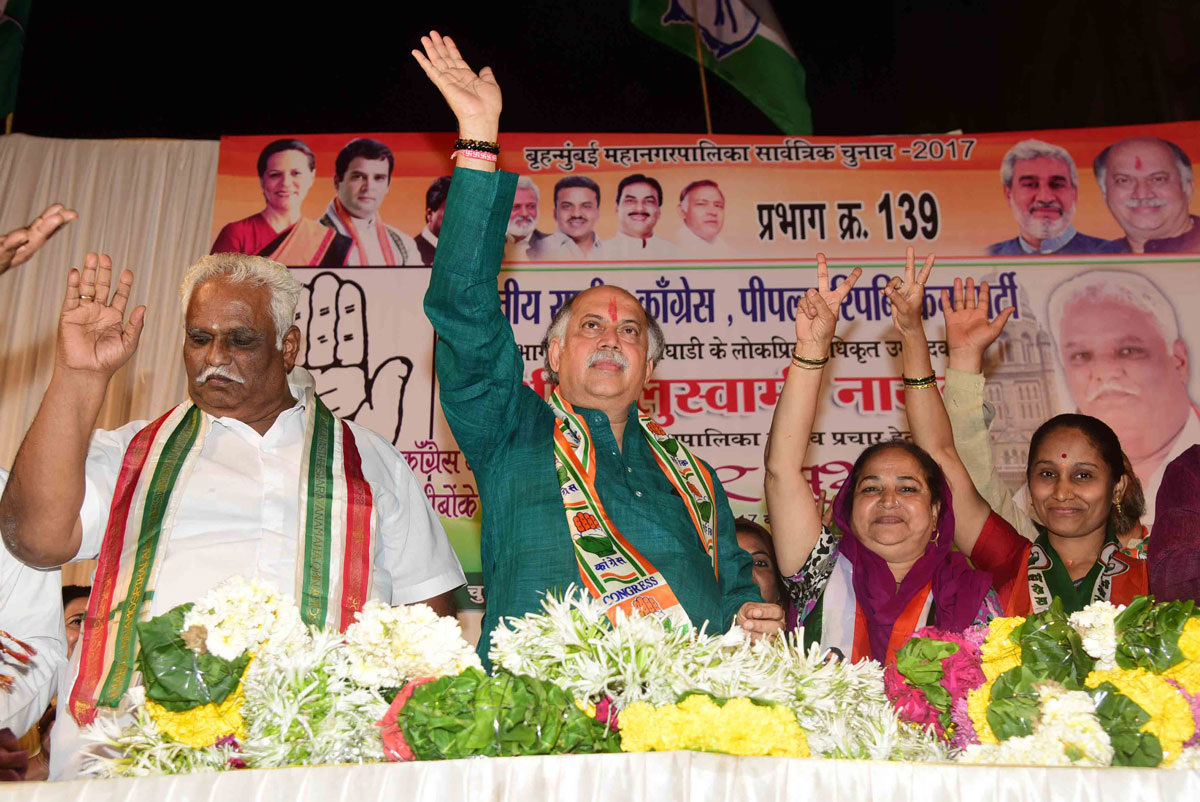 Congress Party Leader Gurudas Kamat during Election Campaign in Mumbai.