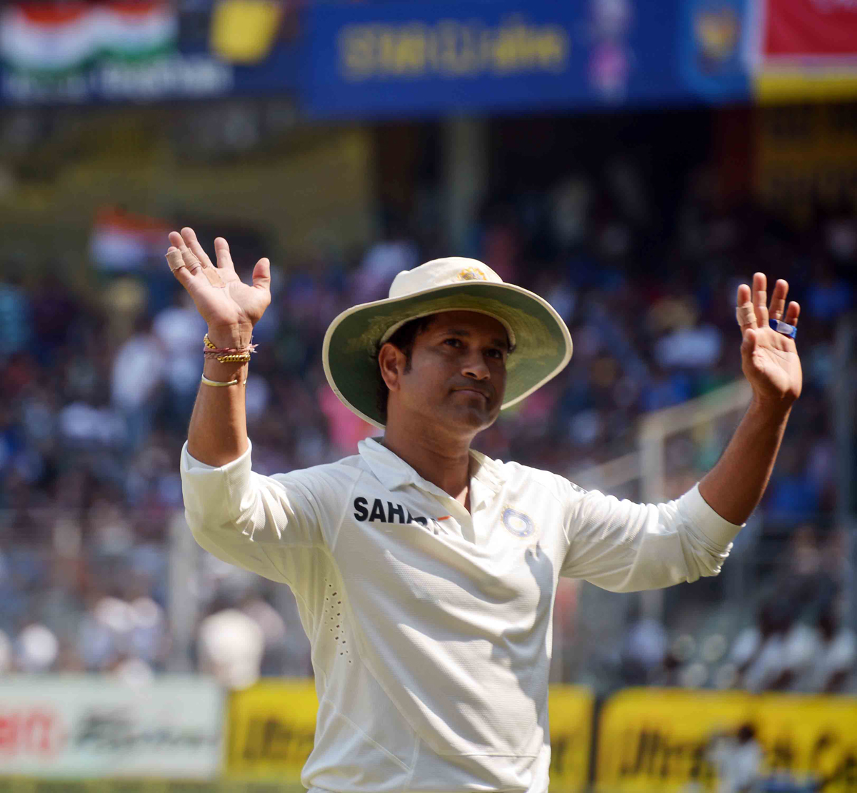 SACHIN TEDULKAR AT WANKHEDE STADIUM .