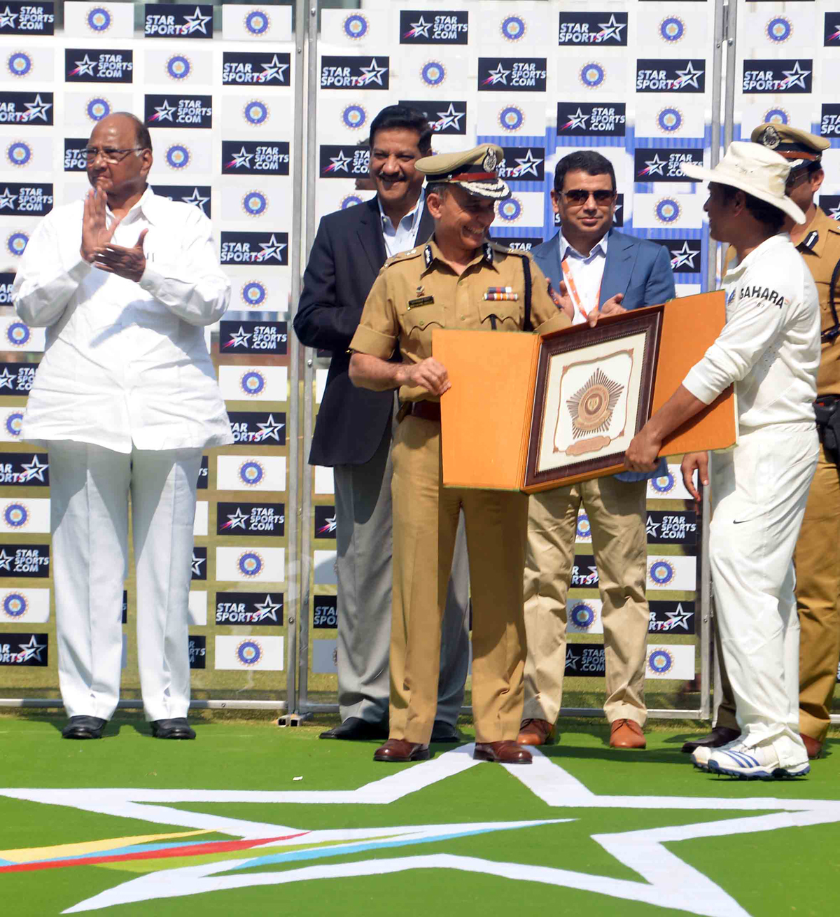 SACHIN TEDULKAR AT WANKHEDE STADIUM .
