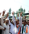 MLA AMIN PATEL IN RALLY OF CONGRESS-NCP CANDIDATES JAVED JUNEJA AT KHOLSA STREET.