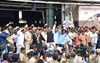 Congress Leaders at Andheri Station for Rail Roko on todays Bharat Baandh.