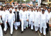 MILL WORKERS RALLY FROM MUMBAI CENTRAL STATION TO AUGUST KRANTI MAIDAN BY NCP MUMBAI PRESIDENT NARENDRA VERMA ON OCCASION STATE MINISTER SACHIN BHAU AHIR.