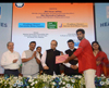 Union Minister for Finance,Corporate Affairs and Information & Broadcasting Arun Jaitley with CM of Maharashtra Devendra Fadnavis at launching of the Pradhan Mantri Suraksha Bima Yojana, Atal Pension Yojana and Pradhan Mantri Jeevan Jyoti Bima Yojana.