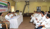 MPCC State President Ashokrao Chavan & MPCC observer Mohan Prakash during Meeting at Tilak Bhavan.