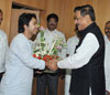 CHIEF MINISTER PRITHVIRAJ CHAVAN & MP.DR.NILESH NARAYANRAO RANE ON THEIR BIRTHDAY TODAY AT VIDHAN BHAVAN.