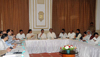 CHIEF MINISTER PRITHVIRAJ CHAVAN WITH MP:s & MINISTERS AT SAHYADRI GUEST HOUSE.