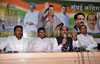 MPCC PRESIDENT MANIKRAO THAKRE IN PRESS CONFRENCE  DECLARING SUPPORT TO CANDIDATE SHRI RAJESH TEKE FOR MLC ELECTION FOR GRADUATE CONSTITUENCY ELECTION AT RAJIV GANDHI BHAVAN.