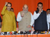 BJP-Shivsena Leaders Joint Press Conference at Worli Blue Sea Hotel.