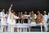 CHIEF MINSITER PRITHVIRAJ CHAVAN & ALL CONGRESS LEADER'S IN CONGRESS VACHANPURTI MELAWA ON 127th YEAR'S CONGRESS FOUNDATION DAY CELEBRATION AT SOMAIYA GROUND.