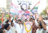 MPCC Minority Dept.Vice President Sayed Zeeshan Ahmed with Party Worker's Protest Against CM of Tamil Nadu Jayalalita at Nagpada Junction.