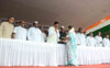 Leader's Paying Tribute To"KRANTI STAMBHA" on the Occasion of "KRANTI DIN" at Gowalia Tank August Kranti Maidan Mumbai.