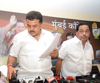 MRCC President Sanjay Nirupam With Ex.Chief Minister Narayanrao Rane During Press Conference at Rajiv Gandhi Bhavan Azad Maidan.