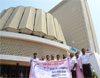 SHIV SENA PROTEST AT BUDGET SESSION IN VIDHAN BHAVAN MUMBAI.