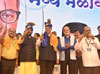 Chief Minister Devendra Fadnavis & MOS Ramdas Athawale during RPI Melawa. at NSCI Dome Hall.