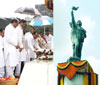 Chief Minister Pritviraj Chavan & DY CM Ajitdada Pawar is seen paying tribute to Hutatma Smarak at Fort on the occasion of Hutatma Din.