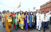 Mumbai Mahila Congress"Peace Protest March" with Mask against BJP Shivsena Govt.on Issue of Fire at Deonar Dumping Ground. Mumbai Mahila Congress"Peace Protest March" with Mask against BJP Shivsena Govt.on Issue of Fire at Deonar Dumping Ground.