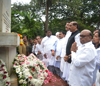 LEADER'S PAYING TRIBUTE TO "KRANTI STAMBHA" ON THE OCCASION "KRANTI DIN" AT GOWALIA TANK AUGUST KRANTI MAIDAN IN MUMBAI.