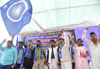 RPI Chief & MP Ramdas Athawale with RPI Team Protest at Azad Maidan.