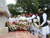 ON OCCASION OF AUGUST KRANTI DIN CHIEF MINISTER PRITHVIRAJ CHAVAN,MPCC.PRESIDENT MANIKRAO THAKAREY,& MRCC PRESIDENT KRIPASHANKAR SINGH  PAYING TRIBUTE TO KRANTIVEER"S AT AUGUST KRANTI MAIDAN.