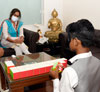 Education Minister Varshatai Gaikwad at Bunglow.